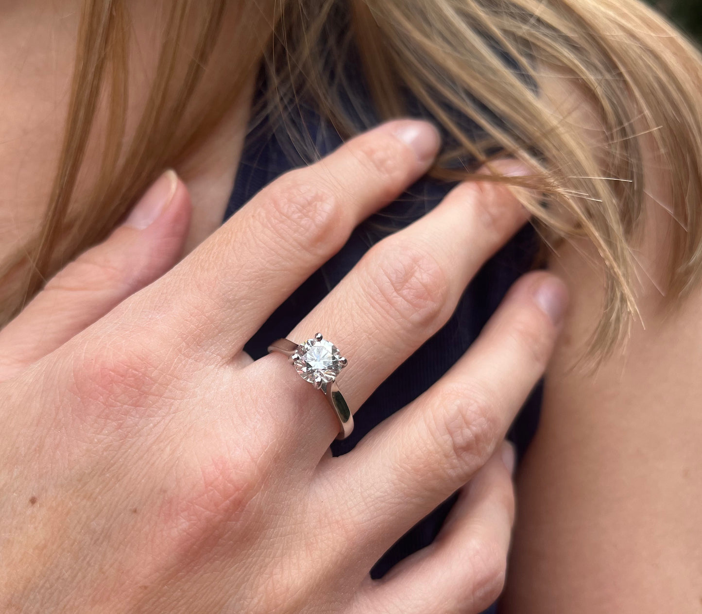 1.5ct diamond platinum ring.