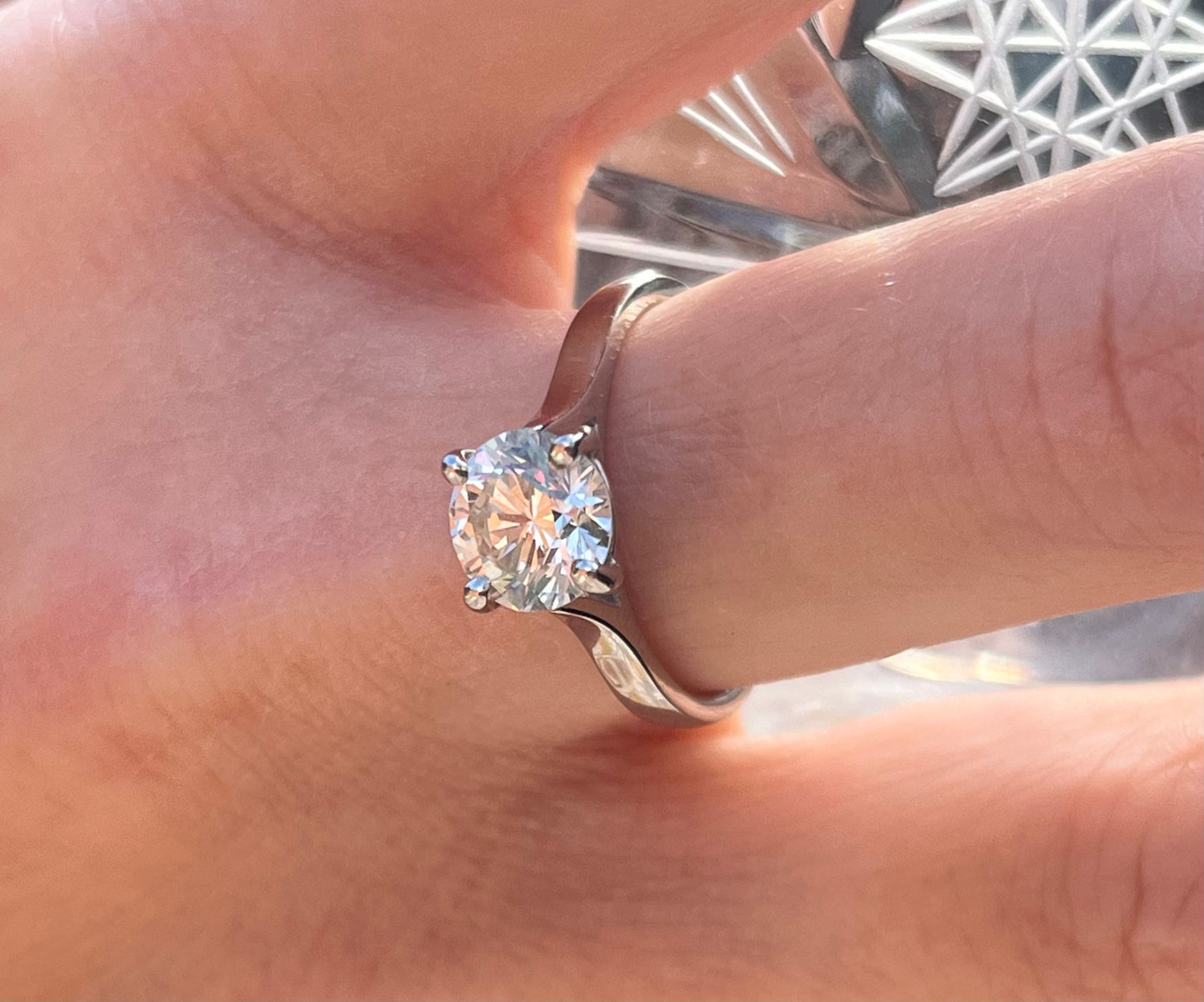 1.5ct diamond platinum ring.
